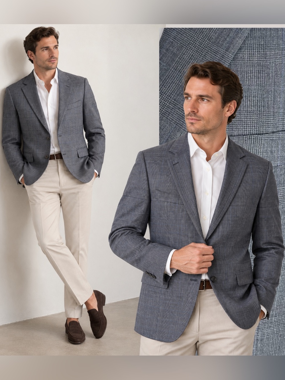 Brooks Brothers 346 Stretch Wool Blazer Gray BluE Plaid Sport Coat Jacket Sz 42S